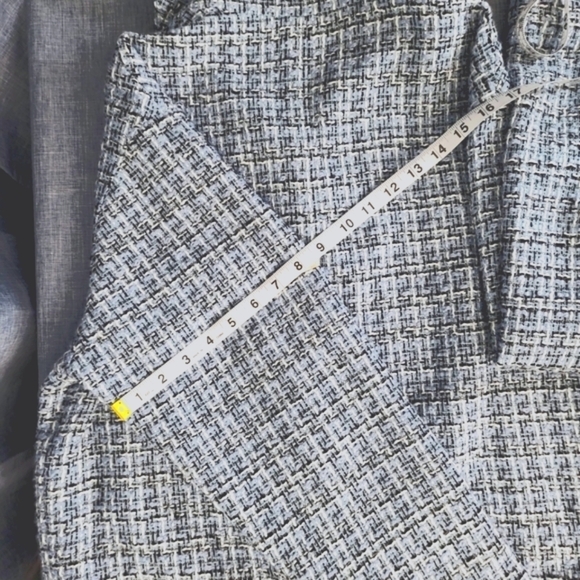 Boucle Shacket Blazer Oversize Sleeve Drop Shoulder Coat Blue/White Women's 10 - Picture 9 of 10